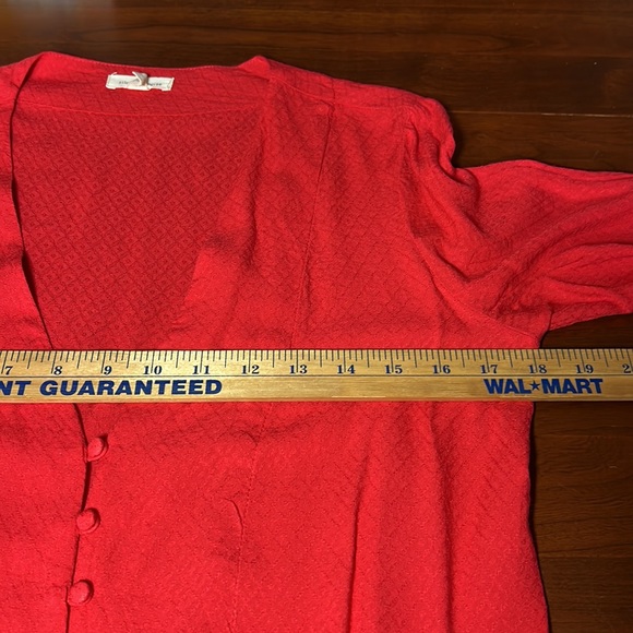 Urban Outfitters Silence + Noise Button Down Long Sleeve Tie Top Red Size Medium - Picture 6 of 11